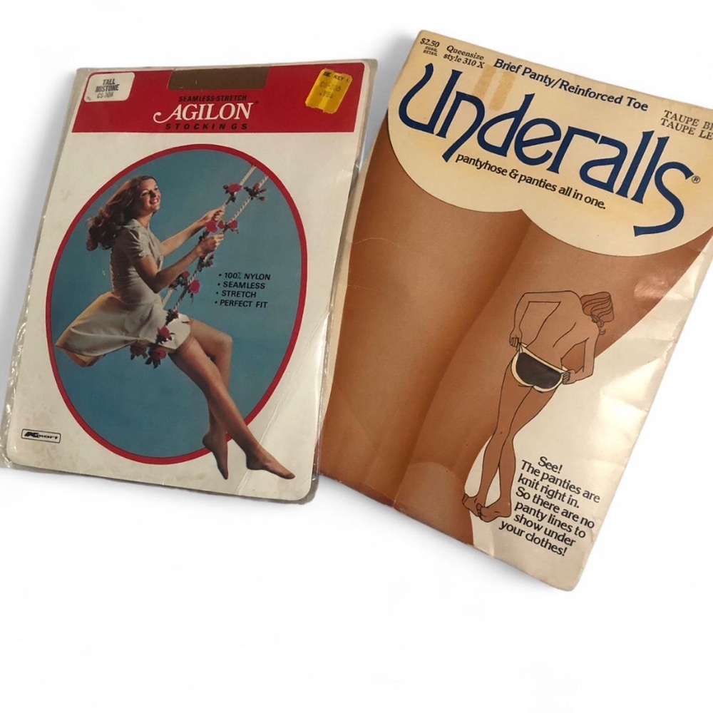 VINTAGE COLLECTION Taupe Pantyhose & Agilon Stockings Duo - Taupe/Beige